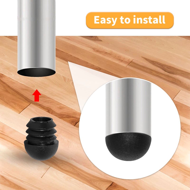 Flyshop 16-Pack 3/4-inch Outside Diameter, 19 mm OD Black Hard Plastic End Caps, Round Tube Inserts Furniture Glides for Tables and Chairs - Image 4